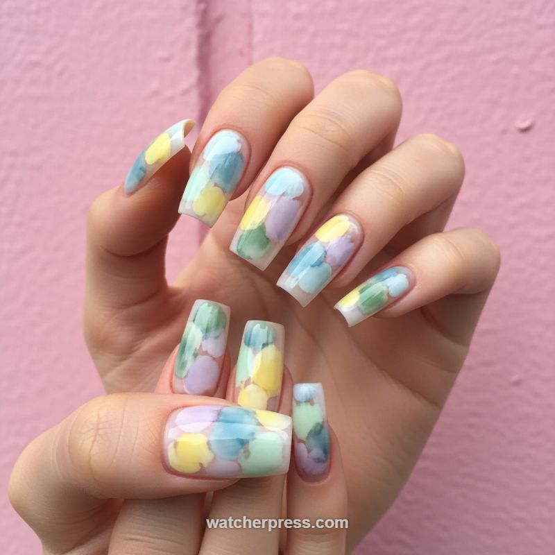Pastel Watercolor Blob Nails: The Diffused Dream