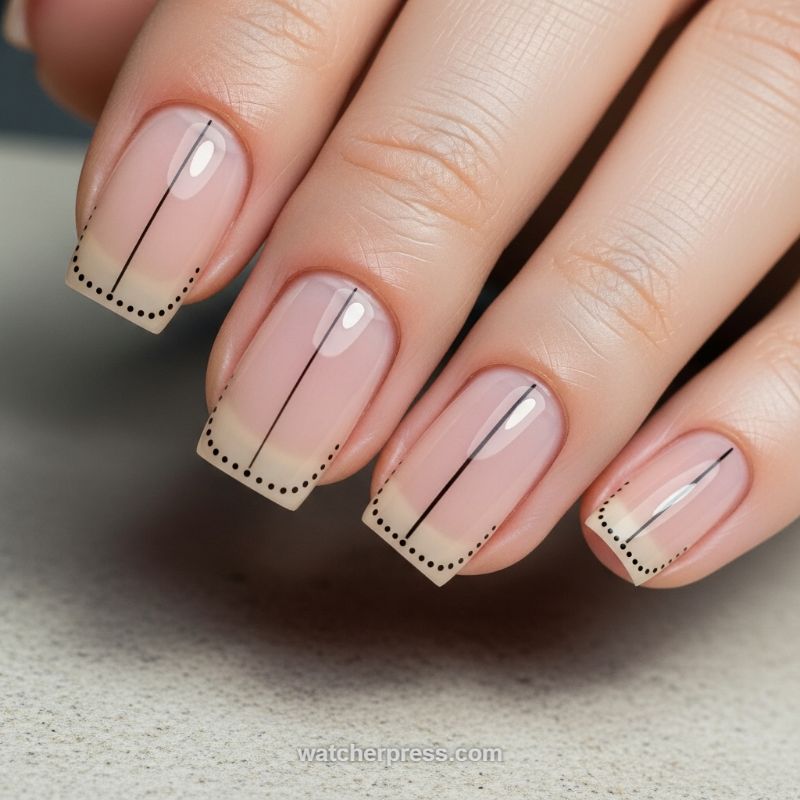Precision Geometric Nude: The Minimalist Ruler Manicure