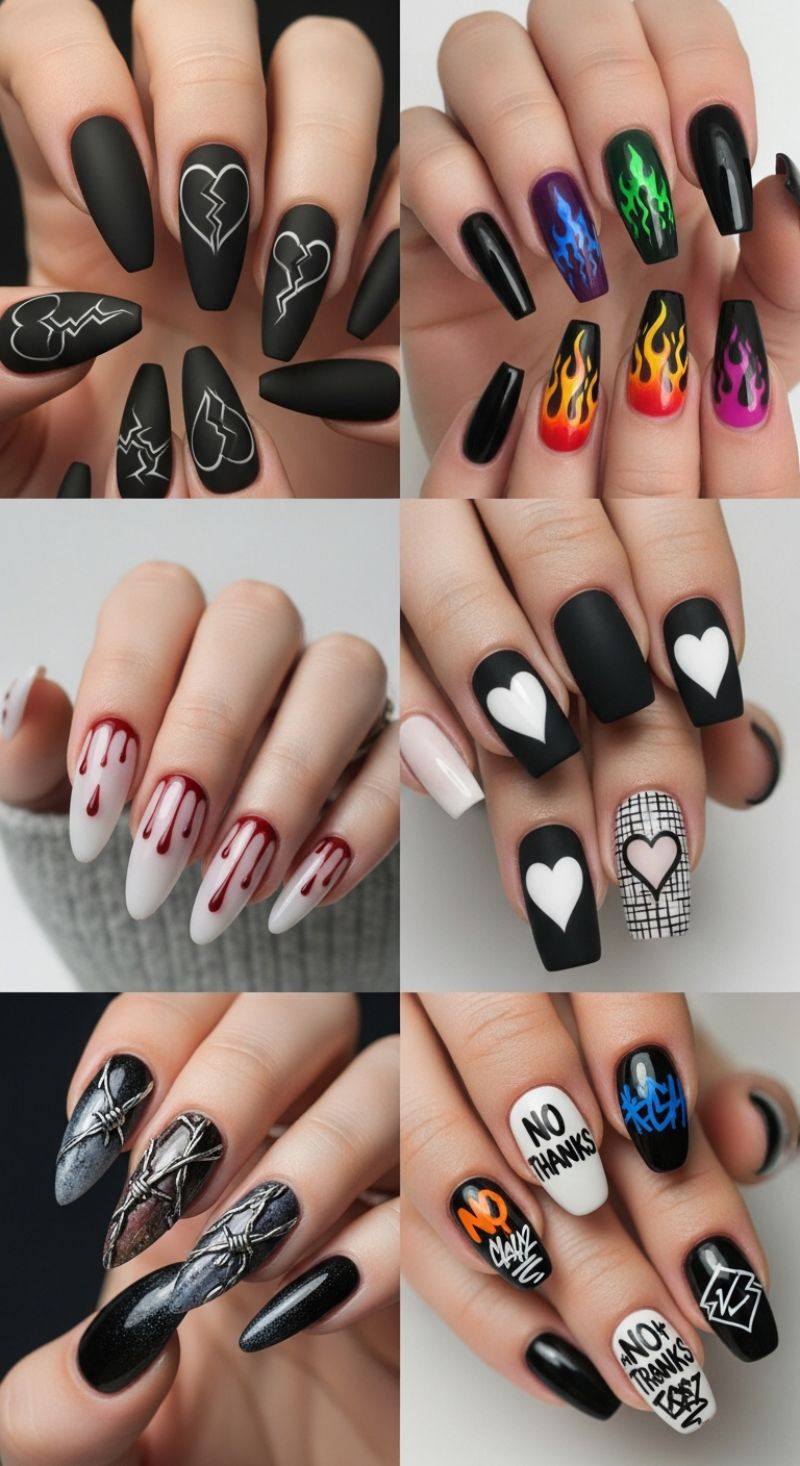 Rebellious Romance: Edgy Nail Art for the Anti-Valentine Vibe