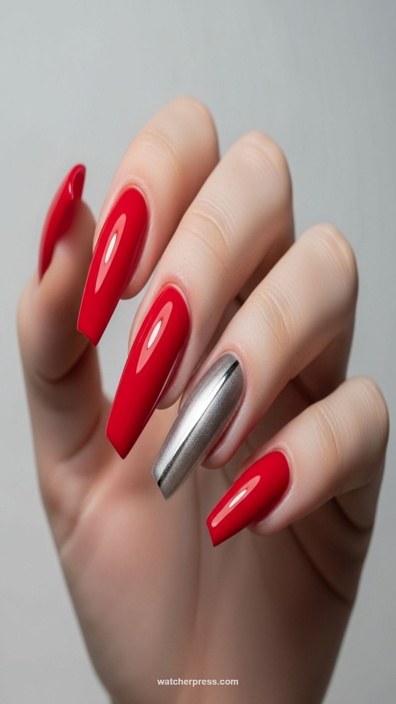Red Gloss and Silver Metallic Chrome Mix