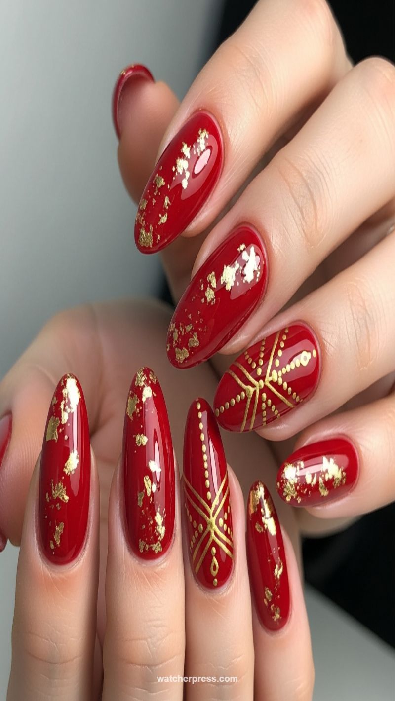 Regal Holiday: Red and Gold Foil Design