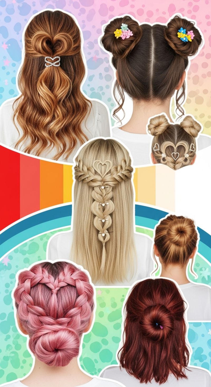 Romantic Heart-Shaped Hairstyles and Playful Updos