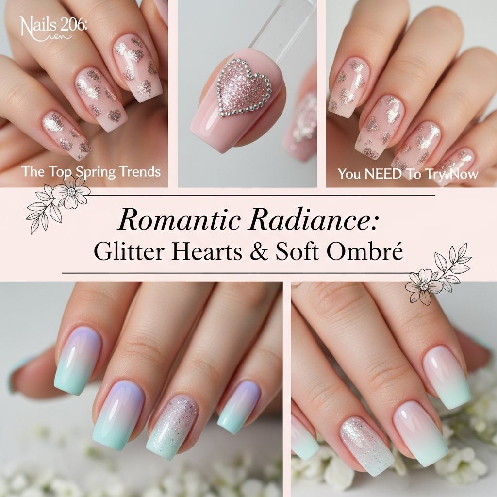 Romantic Radiance: Glitter Hearts & Soft Ombré