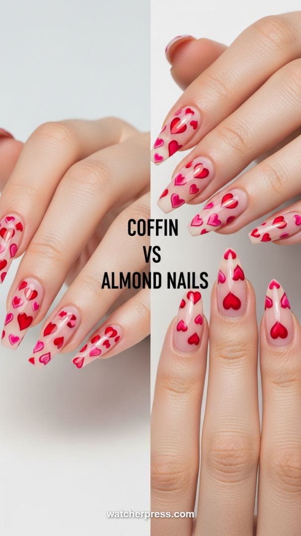 Shape Showdown: Maximizing Impact with the Romantic Heart Palette on Coffin vs. Almond Nails