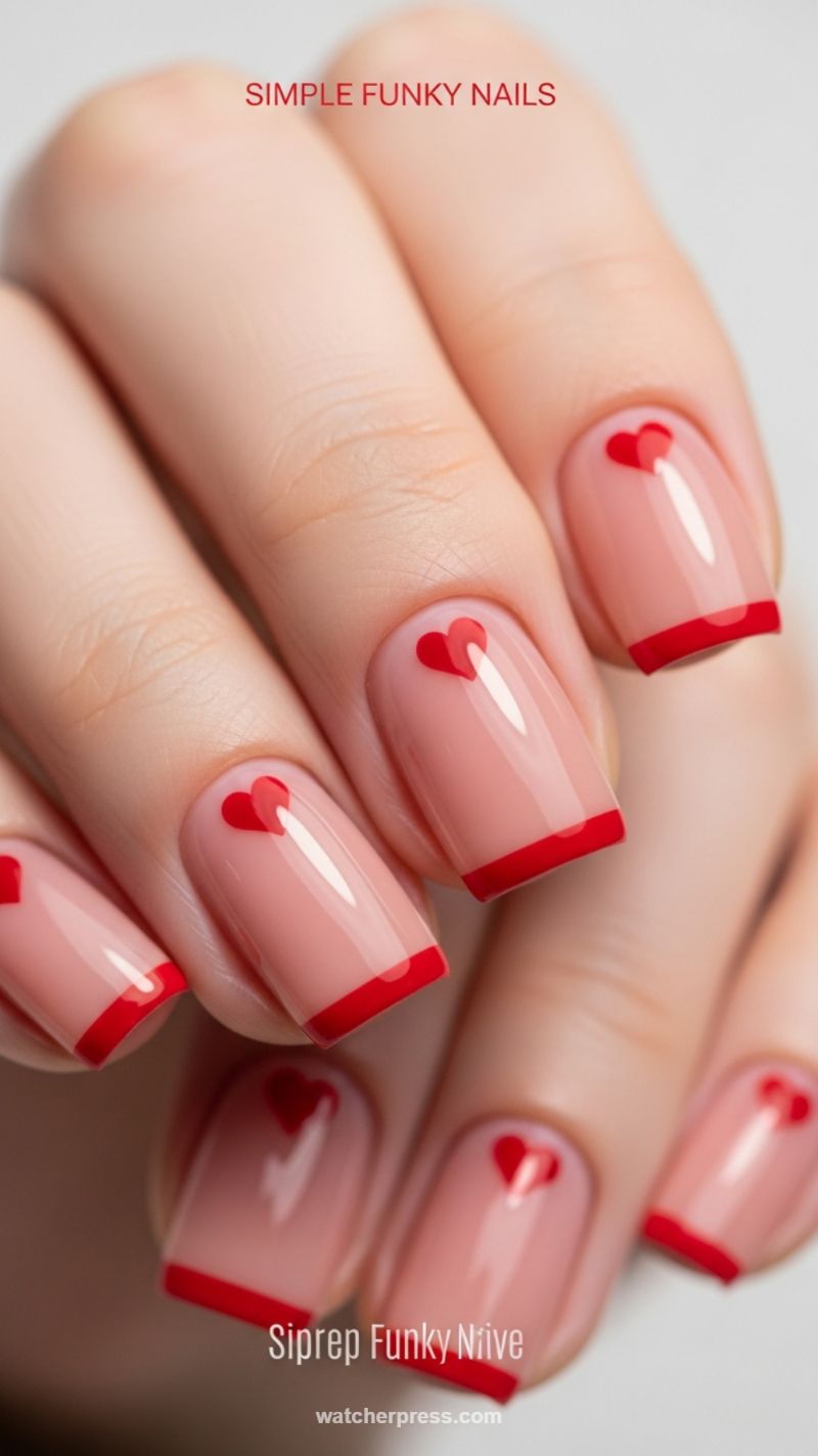 Simple Funky Valentine's Day French Tips