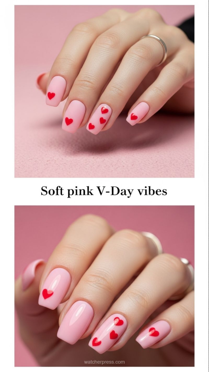 Soft Pink V-Day Vibes: Simple Dotted Hearts