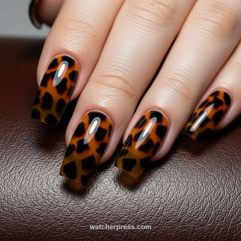 Sophisticated Tortoiseshell Manicure: A Timeless Gel Look