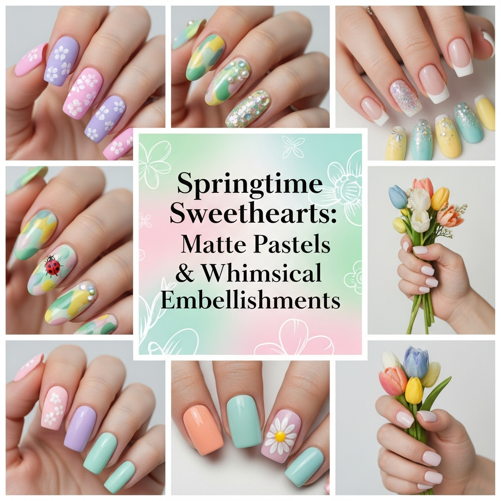 Springtime Sweethearts: Matte Pastels & Whimsical Embellishments