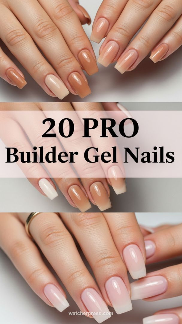 Structured Squoval: Medium Length Builder Gel Nails in Neutral Ombre