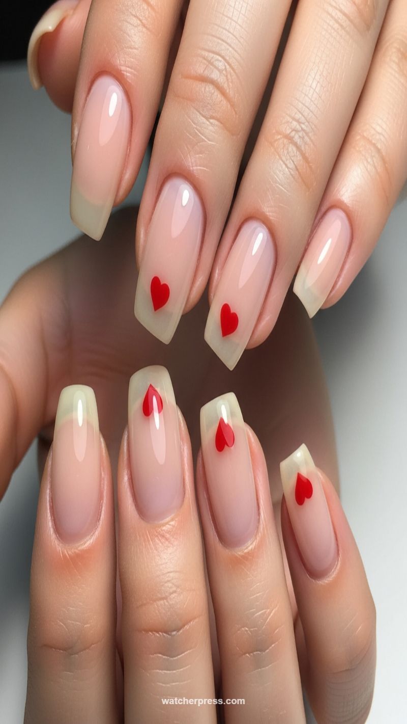 Subtle Romance: Sheer Nude with Tiny Heart Accents