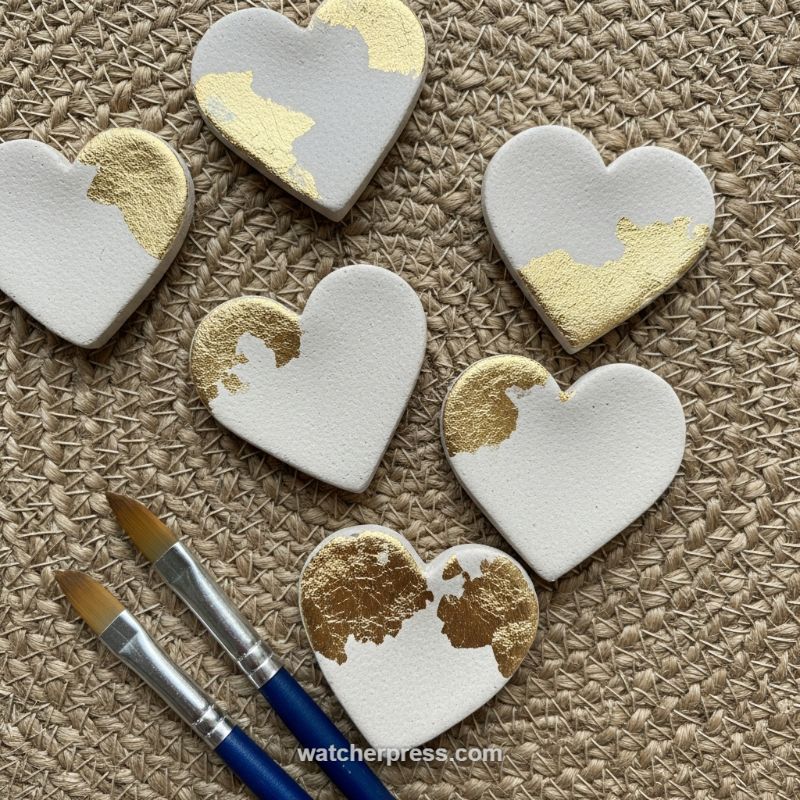 Subtle Spring Sparkle: Handcrafted Gilded Heart Accents