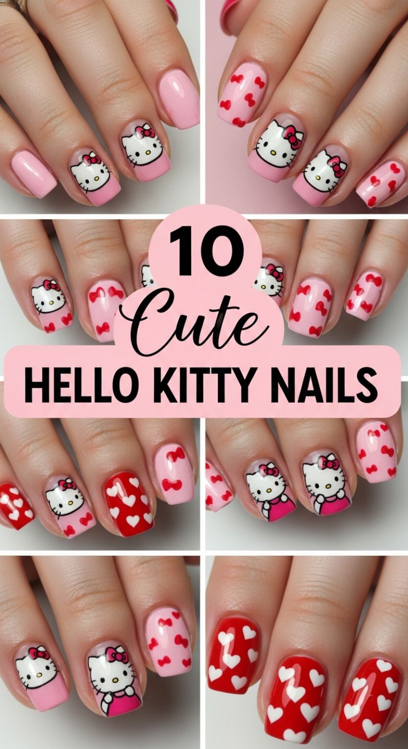 Sweetheart Chic: 10 Cute Hello Kitty Nail Designs for February