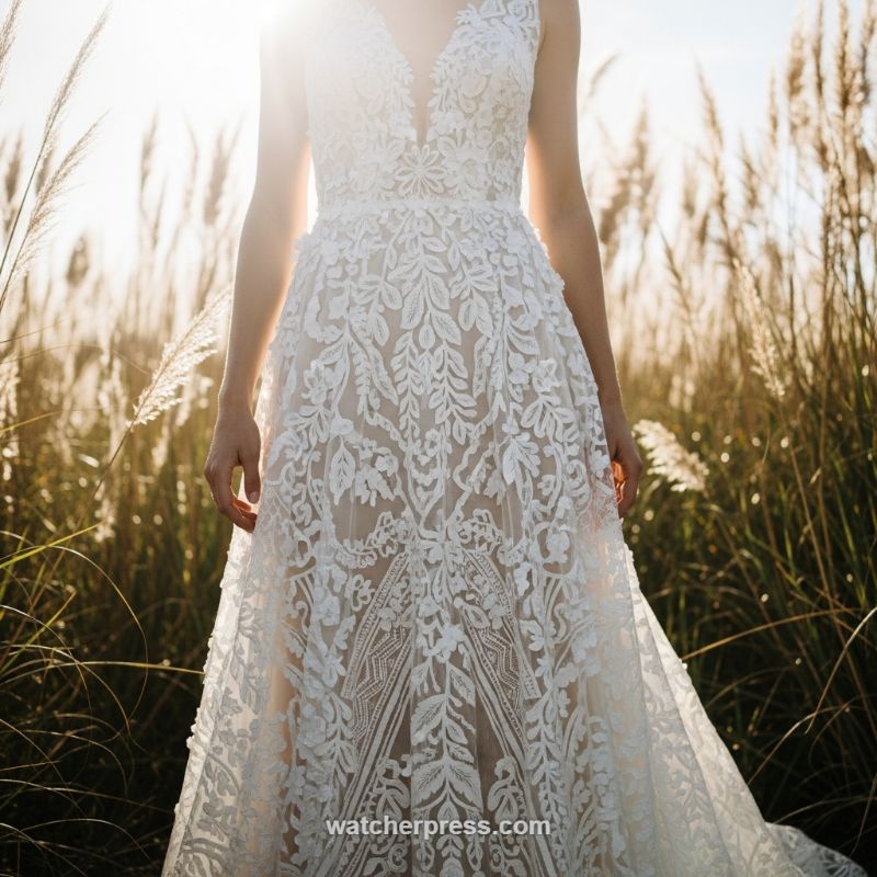 The Alluring A-Line: Bohemian Lace and Golden Hour Aesthetics