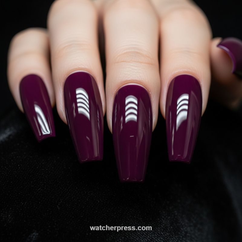 The Alluring Richness of Deep Plum Coffin Nails