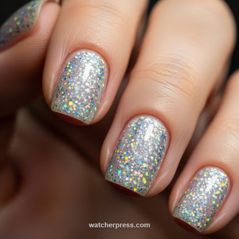 The Dazzling Confetti Holographic Manicure