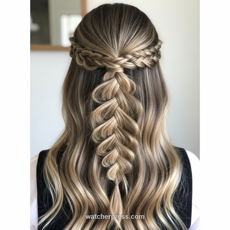 The Dimensional Half-Up Braid: Enhancing Shine Through Strategic Texture