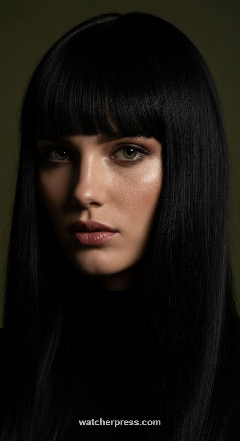 The Dramatic, Pin-Straight Power Bangs