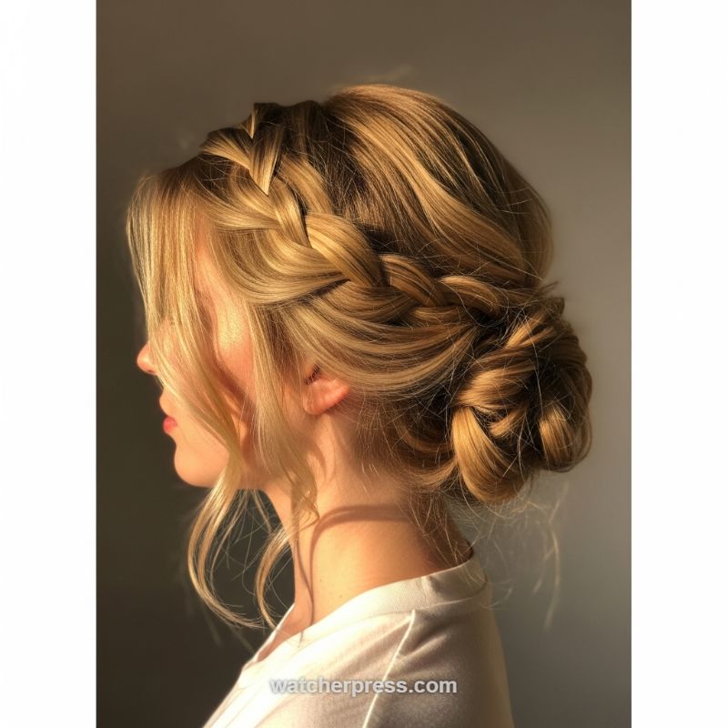 The Effortlessly Romantic Halo Braid Updo