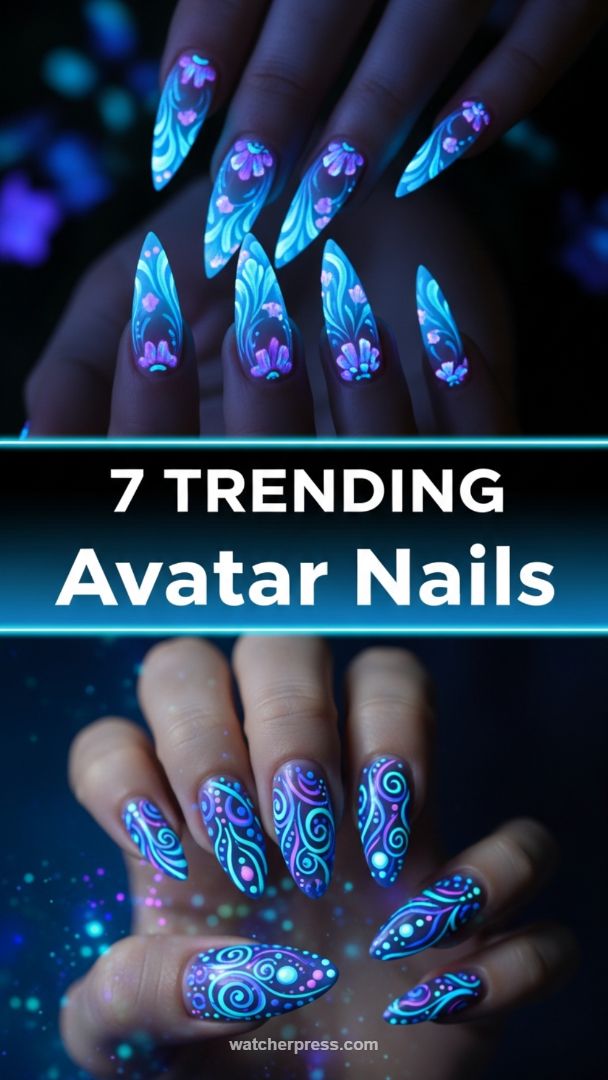 The Electrifying Stiletto and Almond: Bioluminescent Glow Designs