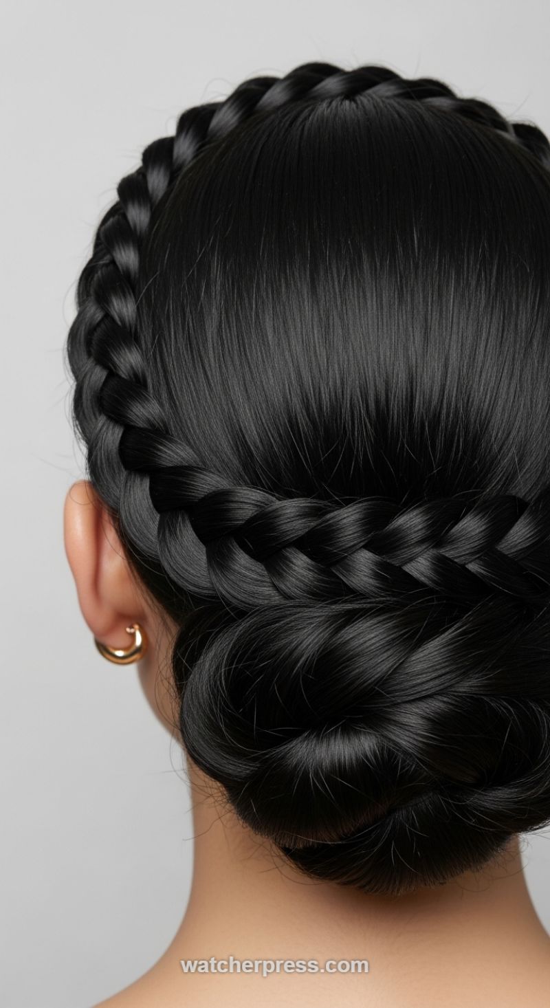 The Elegant Braided Low Chignon