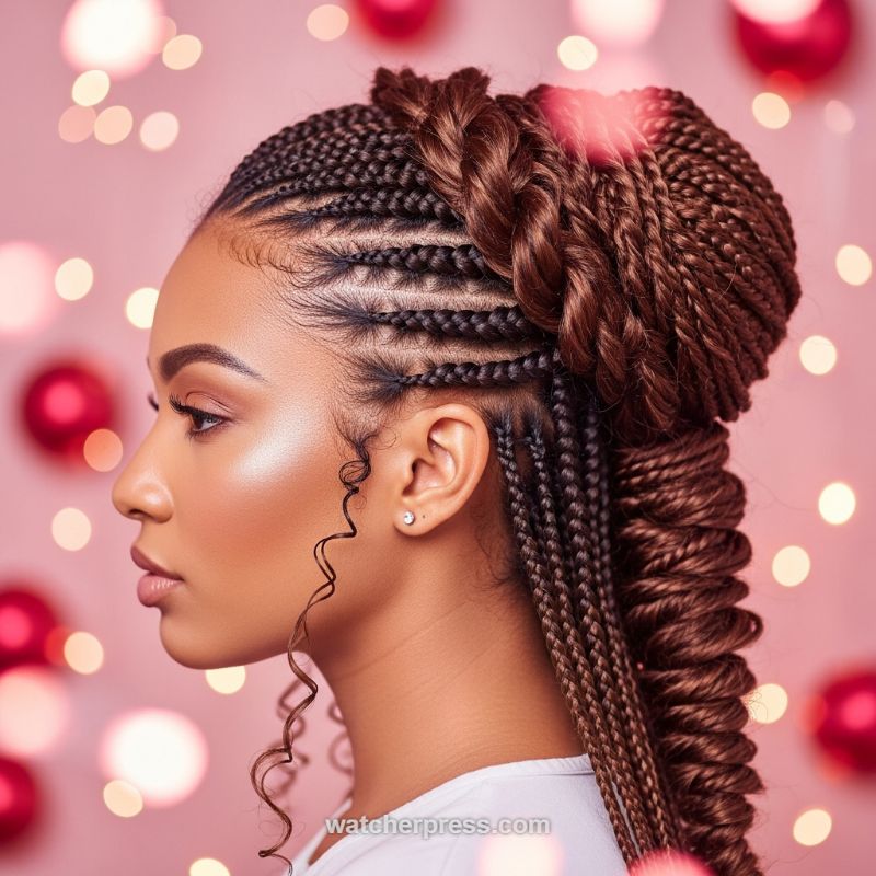 The Elevated Cornrow and Twist Faux-Hawk Updo