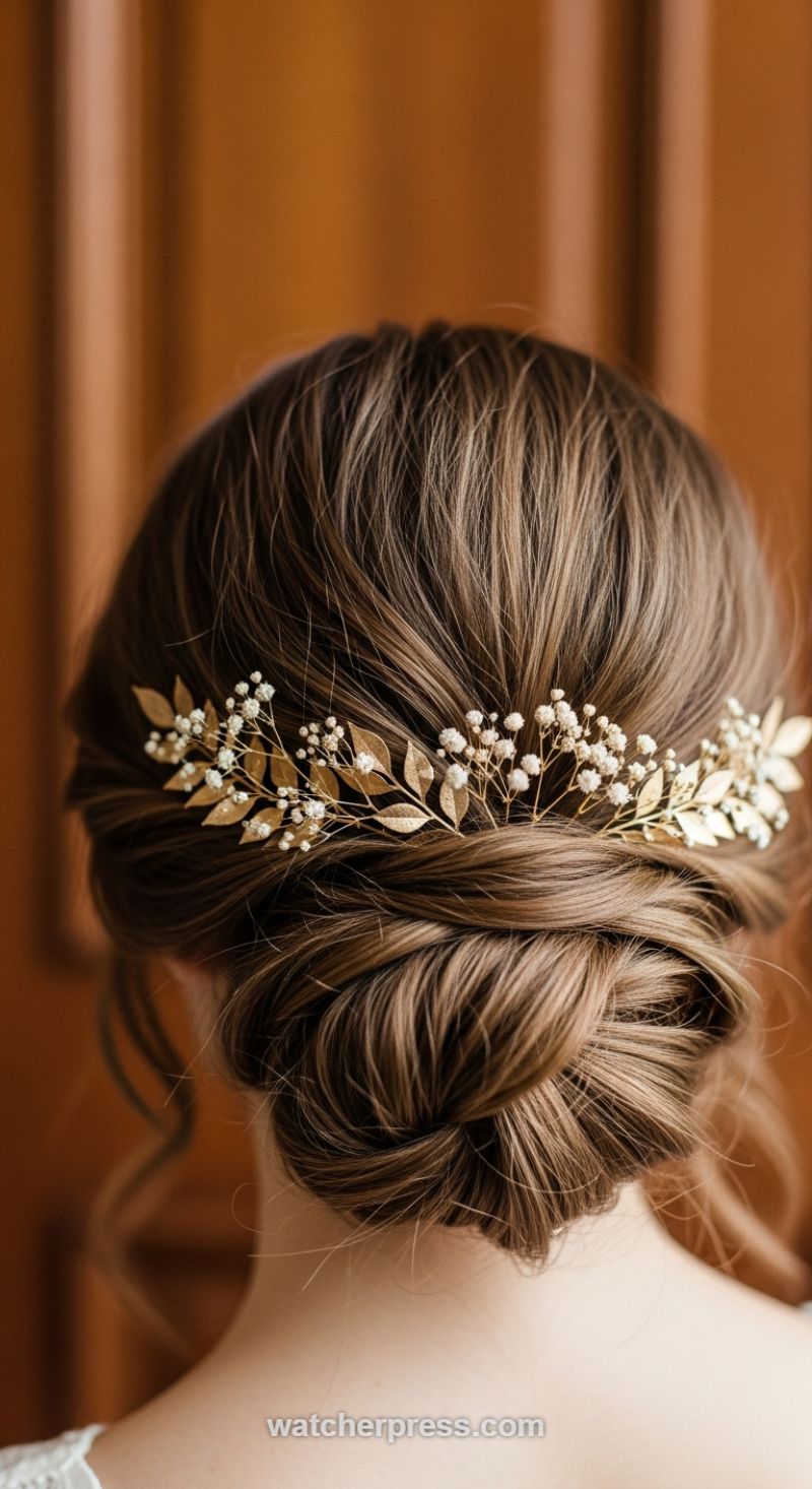 The Ethereal Golden Vine Low Chignon