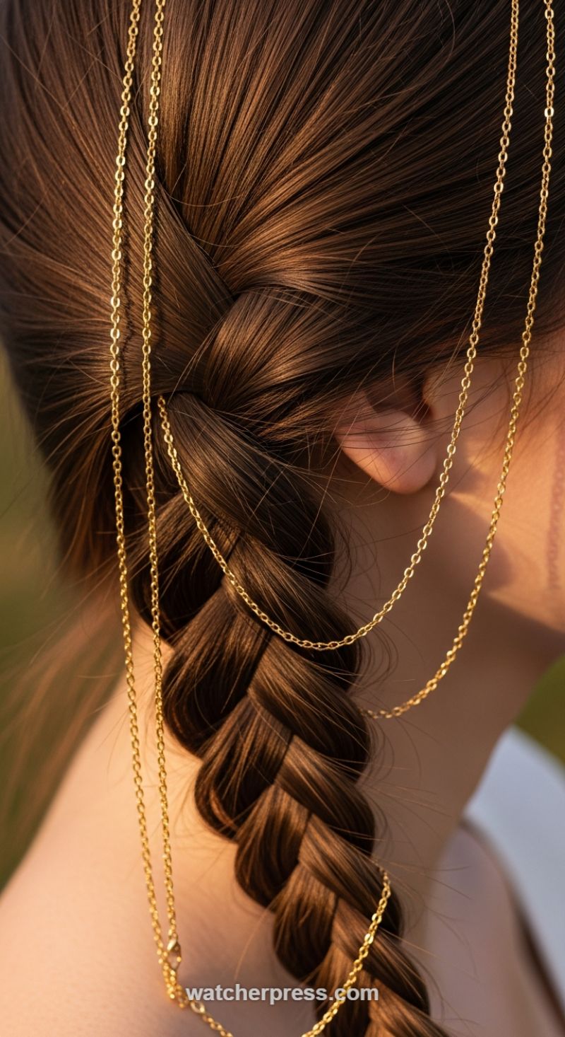 The Gilded Braid: Styling with Delicate Hair Chains