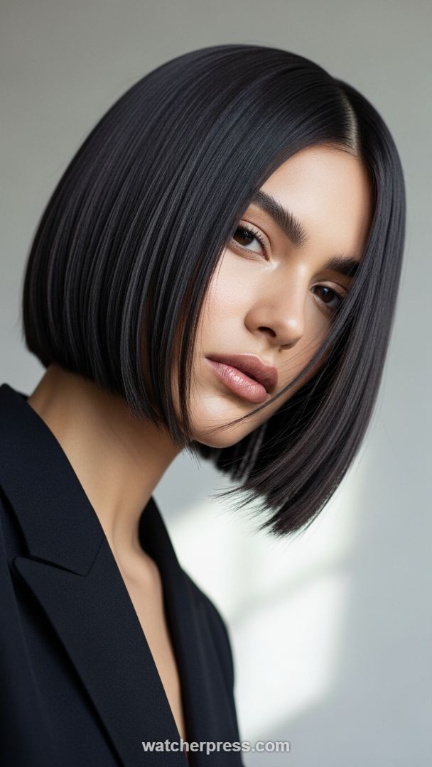 The Hyper-Sleek, Center-Parted Precision Bob