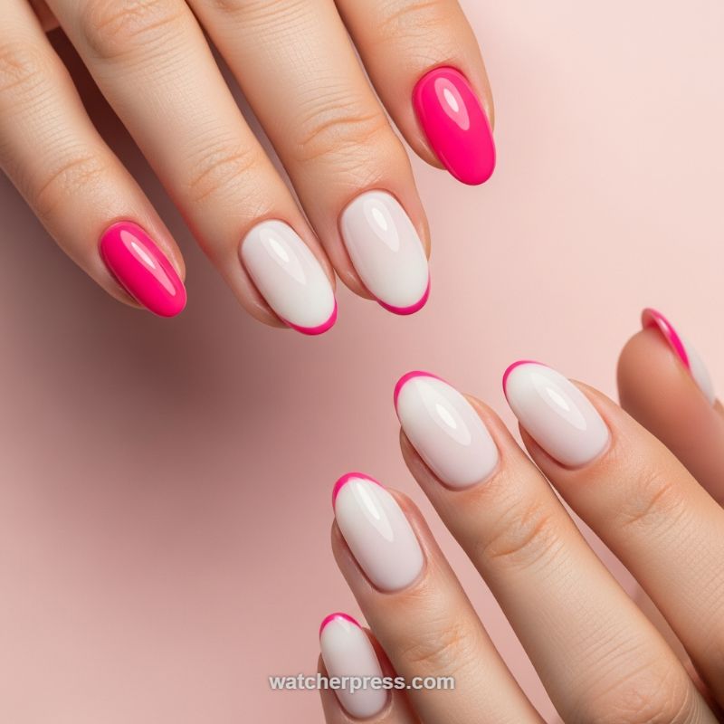 The Modern Fuchsia-Tipped French Manicure