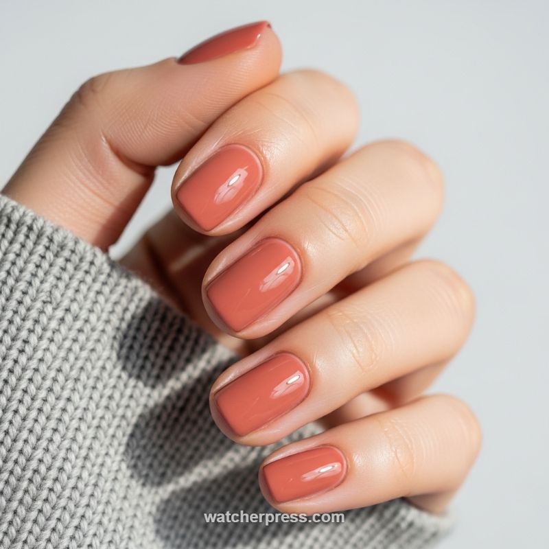 The Muted Terracotta Gloss Manicure