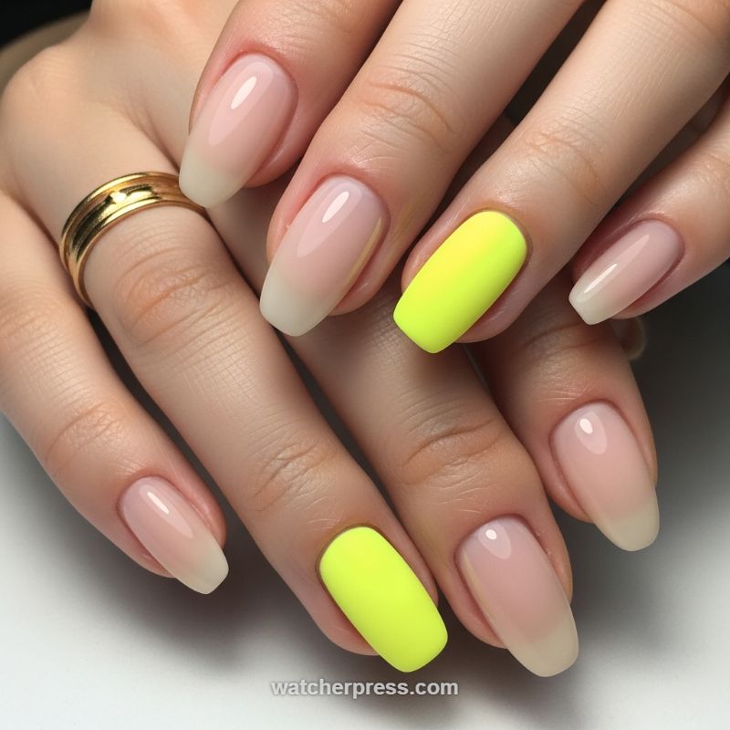 The Neon Matte Accent on a Classic French Ombre Base