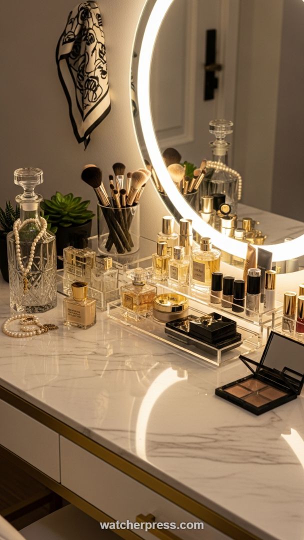 The Opulent Interplay: Harnessing Marble, Crystal, and Lucite for High-Gloss Glamour