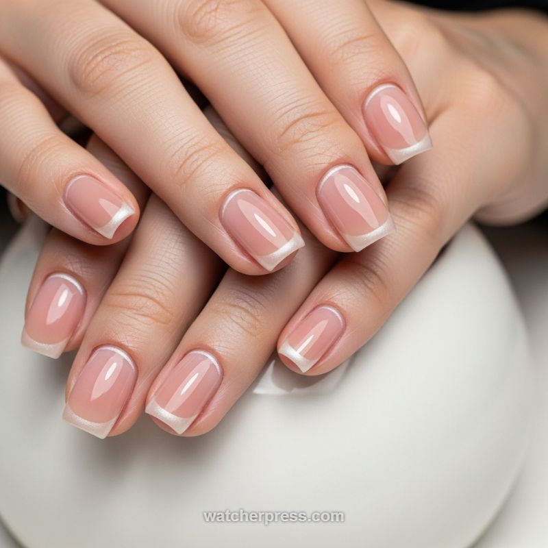 The Pearlescent Double-Lined French Manicure