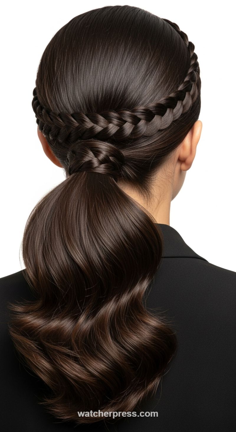 The Polished Braided Crown Ponytail