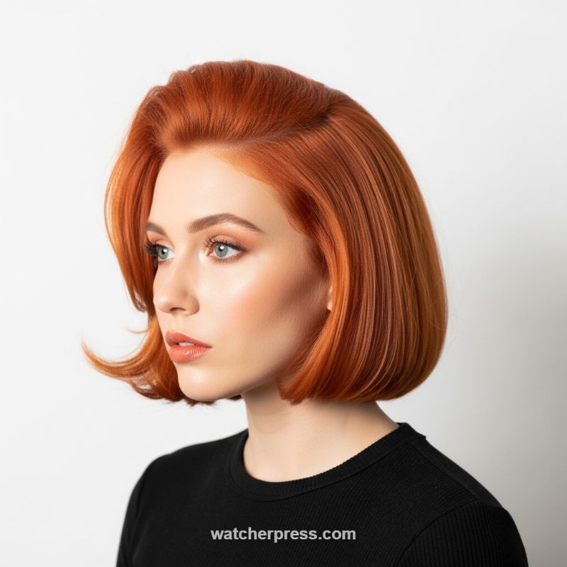 The Polished Copper Flip: Voluminous Retro Bob