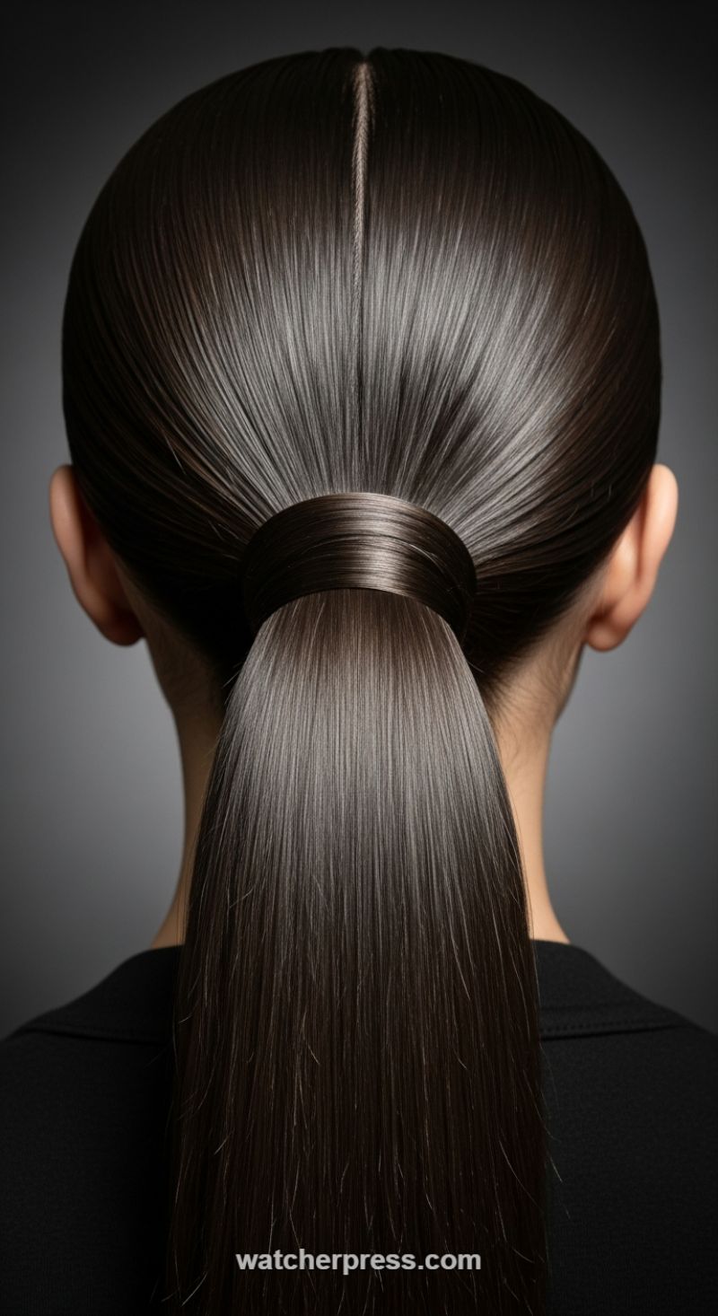 The Power Ponytail: Ultra-Sleek and Center-Parted