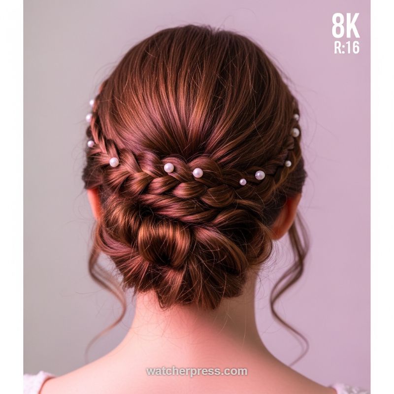 The Romantic Braided Chignon with Pearl Accents