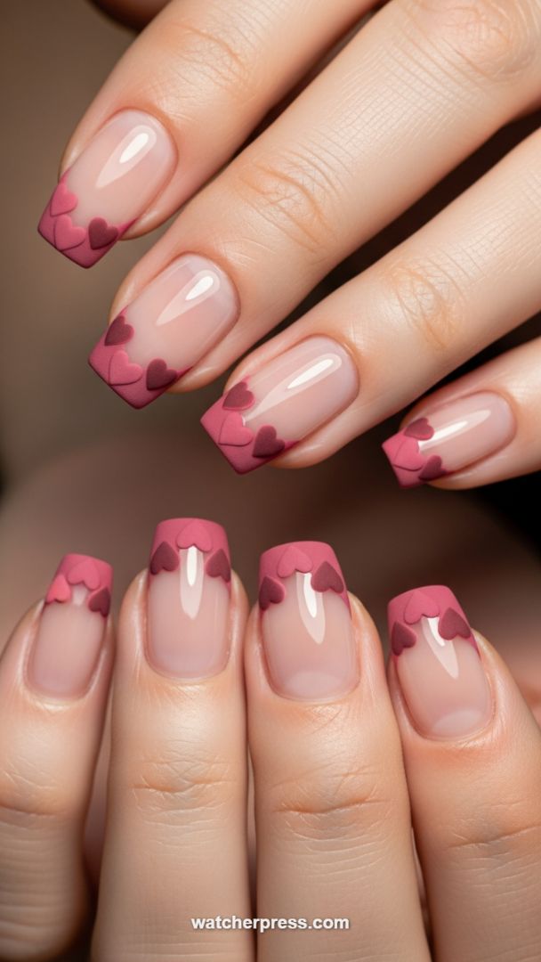 The Romantic Matte-Gloss Contrast: Dimensional French Tips in Dusty Rose