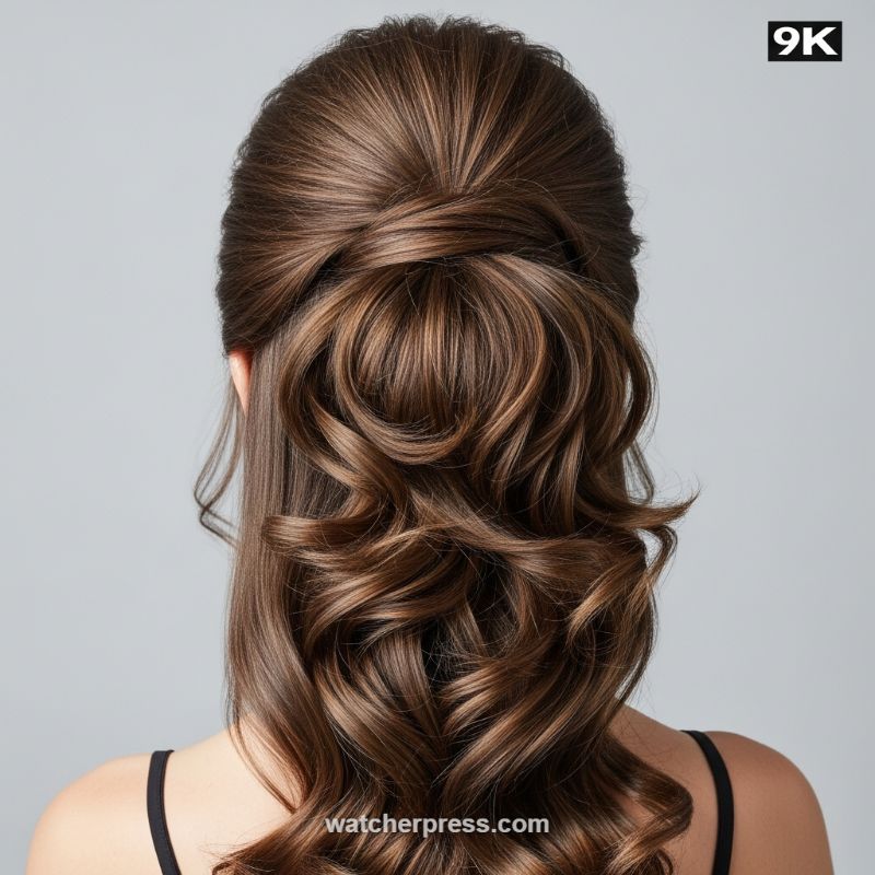 The Romantic Swirl: Elegant Half-Up, Half-Down Curls