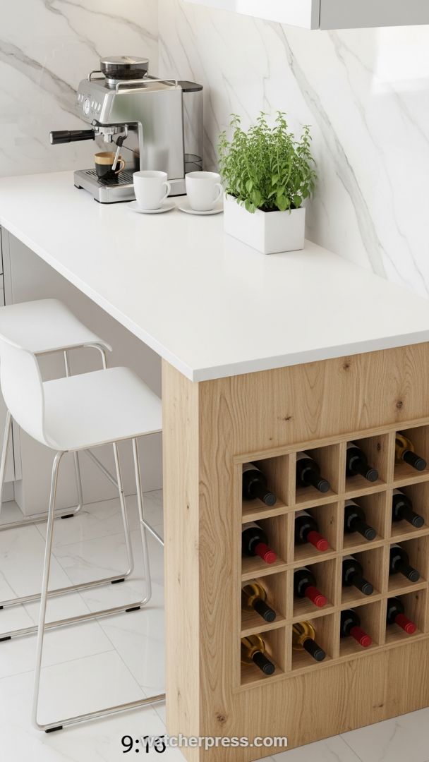 The Sculptural Kitchen Peninsula: Integrating Casual Dining and Wine Storage