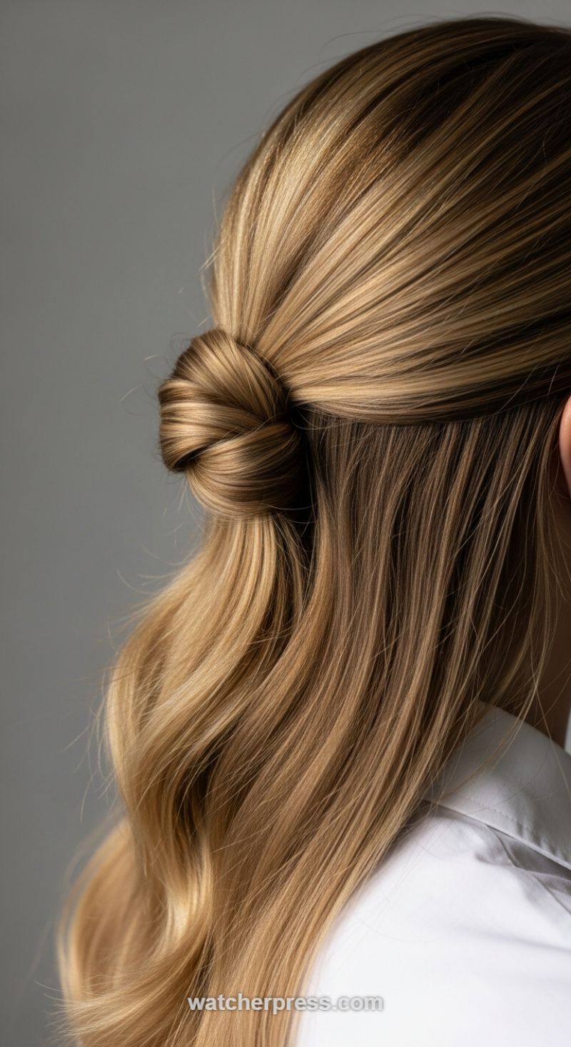 The Sleek, Knotted Half-Updo (The Half-Knot)