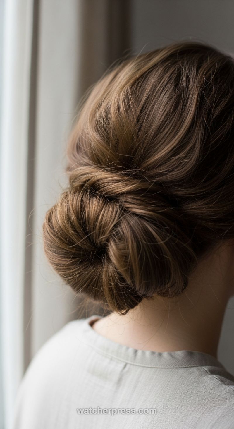 The Textured Low Chignon: Elegant Twist on a Classic Updo