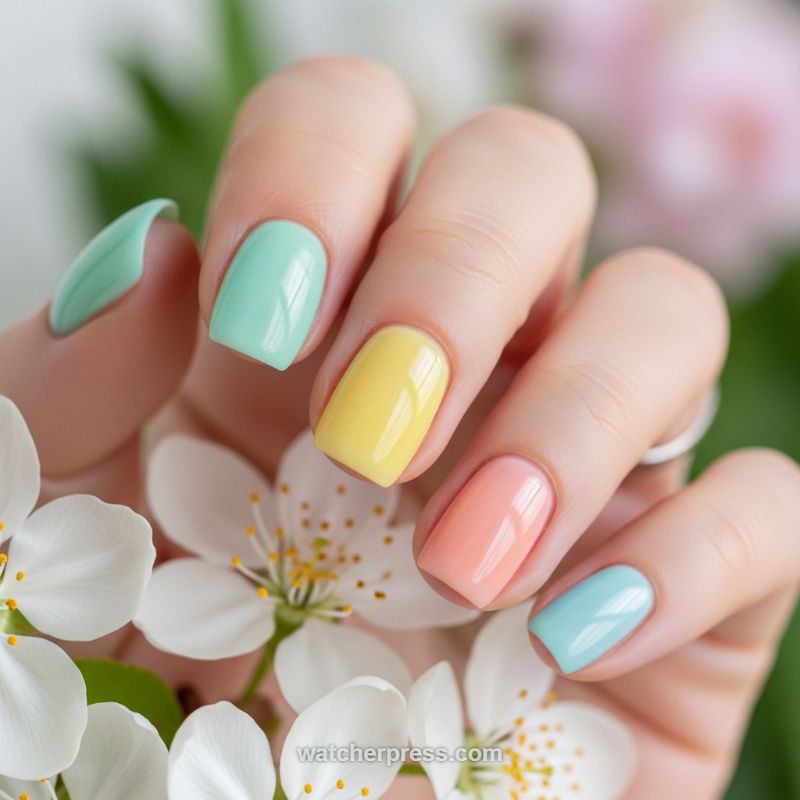 The Ultimate Glossy Pastel Skittle Manicure