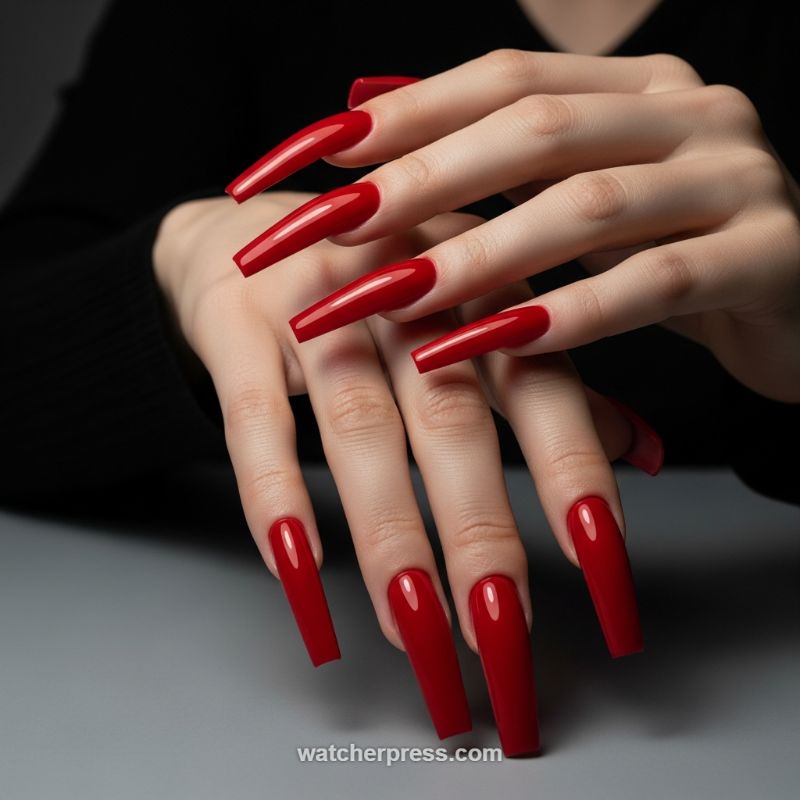 The Ultra-Glossy Scarlet Coffin: A Statement of Passionate Glamour