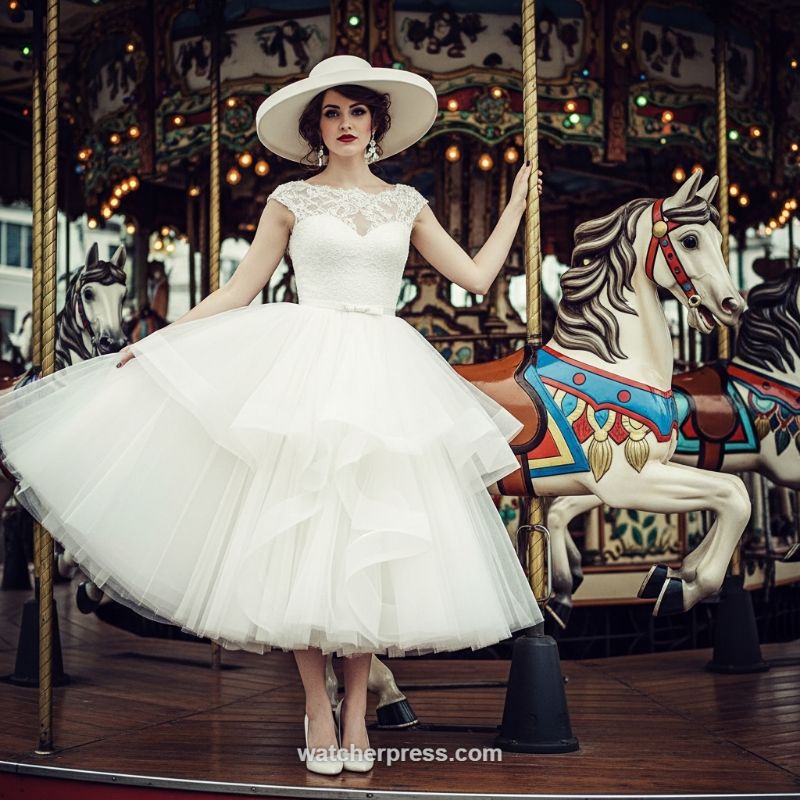 The Vintage-Inspired Tea-Length Tulle Dress