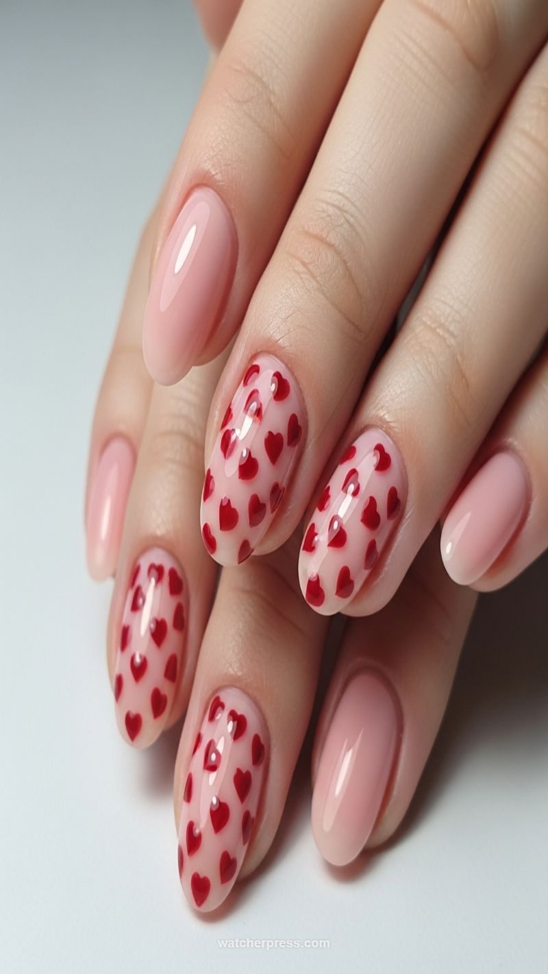 Translucent Red Jelly Heart Nail Art