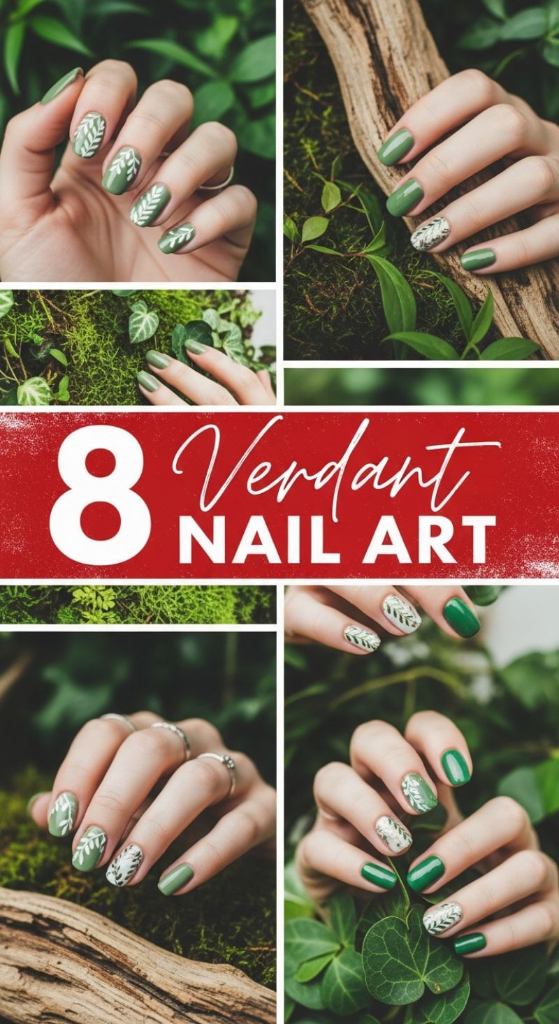 Verdant Leaf-Themed Nail Art