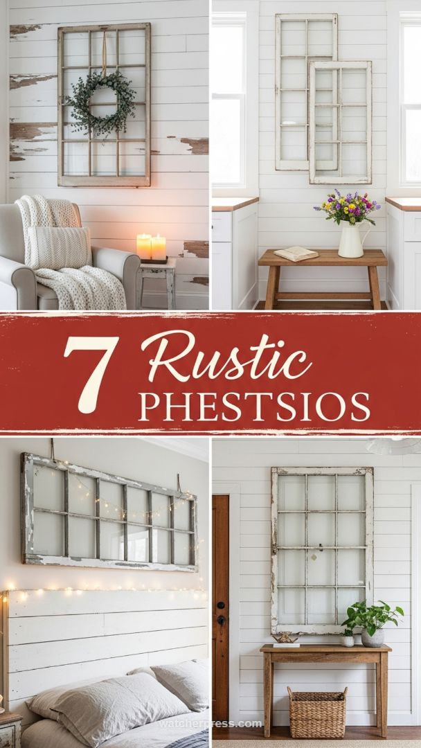Vintage Window Frames: Rustic Gallery Wall Ideas Using Architectural Salvage