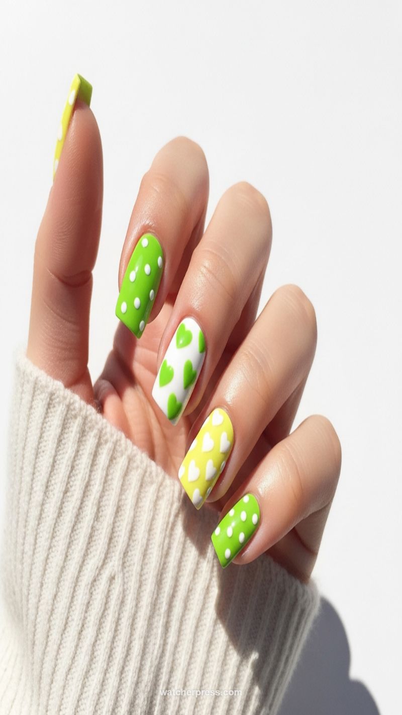 Zesty Greens & Yellows with Playful Hearts & Dots