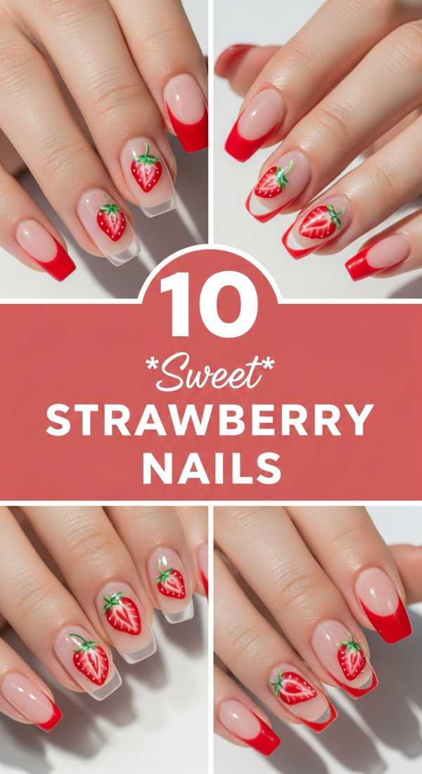 10 Sweet Strawberry Nail Designs